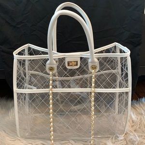 Fashion Nova Big Clear and Gold Jelly Bag